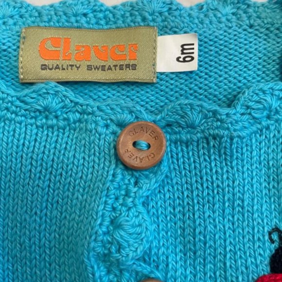 Claver Baby Girl Blue 6 m Cardigan Cotton Knit sweater w Embroidered Ladybug-NWT - Picture 3 of 6
